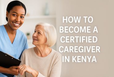 young African caregiver woman holding a white elderly woman hand. How to become a caregiver in kenya.