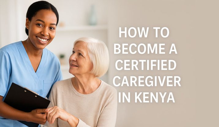 young African caregiver woman holding a white elderly woman hand. How to become a caregiver in kenya.