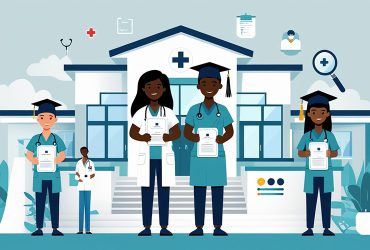An illustration of short medical course graduates standing infront of medical training facility holding certificates.health courses without a degree in Kenya. An-illustration-of-short-medical-course-graduates-standing-infront-of-medical-training-facility-holding-certificates.health-courses-without-a-degree-in-Kenya