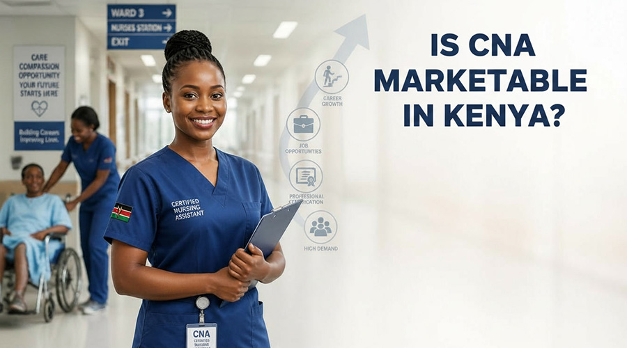 an-image-of-a-certified-nursing-assistant-at-a-hospital-hallway. Is CNA marketable in Kenya.