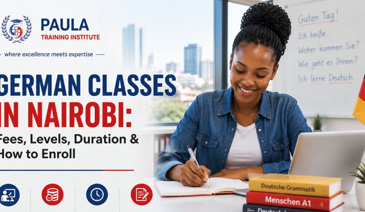 German language students attending a class at Paula Training Institute in Nairobi.