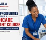 Career opportunities after a Healthcare Assistant Course in Kenya, showing a healthcare assistant caring for a patient