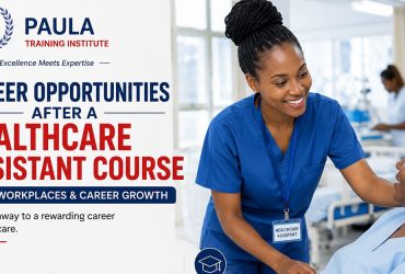 a healthcare assistant caring for a patient Career opportunities after a Healthcare Assistant Course in Kenya, showing a healthcare assistant caring for a patient