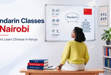 mandarin-chinese classes in nairobi Mandarin classes in Nairobi at Paula Training Institute, featuring a Kenyan student learning Chinese in a modern classroom.